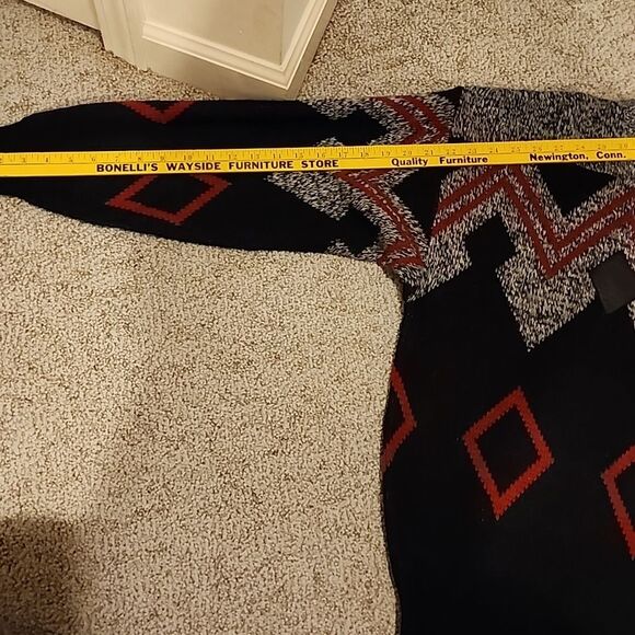 Vintage Gitano mens large grey diamond pattern sweater leather patch western y2k - Picture 14 of 16